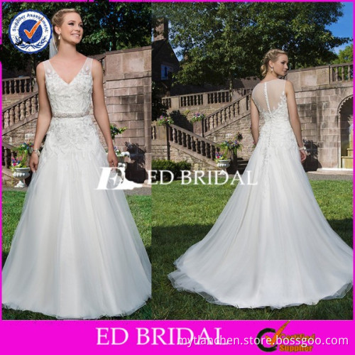CE1280 Latest A-Line V-Neck See Through Back Lace Wedding Dresses South Africa